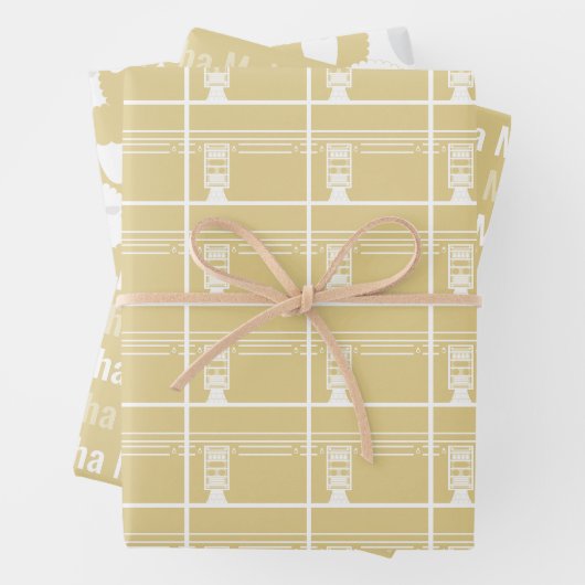 Gold Eid Adha Mubarak Kaaba Sheep Muster Geschenkpapier Set (Beispiel)