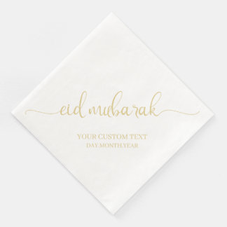 Gold Eid Mubarak Calligraphy Custom Serviette