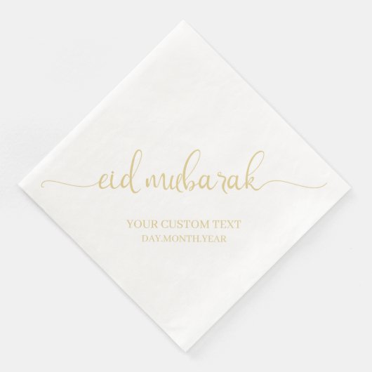 Gold Eid Mubarak Calligraphy Custom Serviette (Ecke)