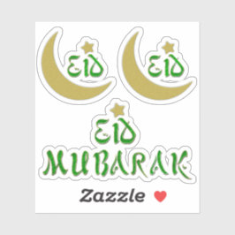Gold Eid Mubarak Moon Star Typografie Aufkleber