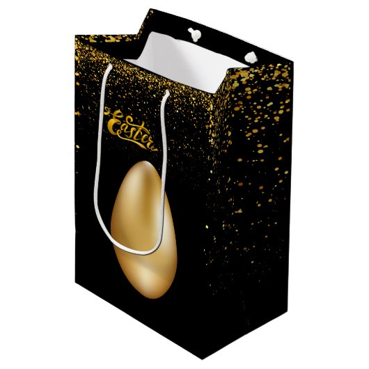 Gold Eier Ostermittelverpackung Mittlere Geschenktüte (Vorderseite Schrägansicht)