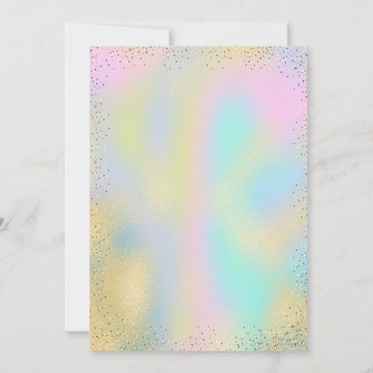 Gold Eiffel Tower Confetti Holographic Quinceañera Einladung (Rückseite)