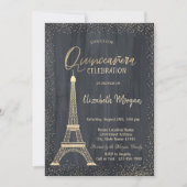 Gold Eiffel Tower Confetti Quinceanera Einladung (Vorderseite)