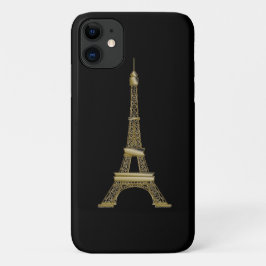 Gold Eiffel Tower French Black iPhone 11 Hülle