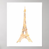 Gold Eiffel Tower Paris Print Poster (Vorne)