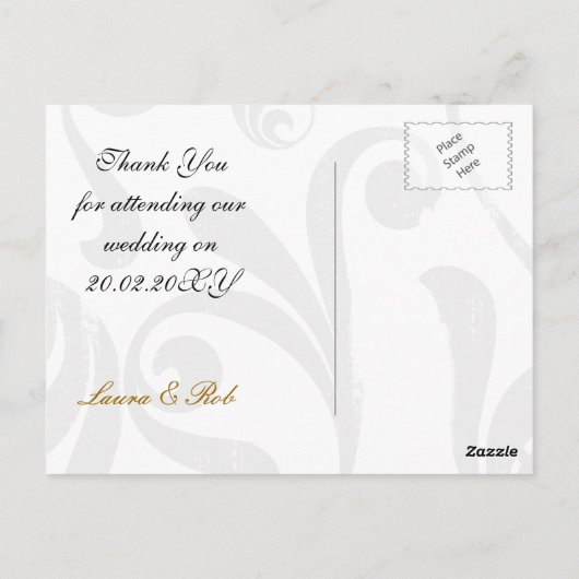 Gold Eiffel Turm Französisch Hochzeit Vielen Dank Postkarte (Rückseite)