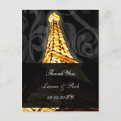 Gold Eiffel Turm Französisch Hochzeit Vielen Dank Postkarte (Vorderseite)