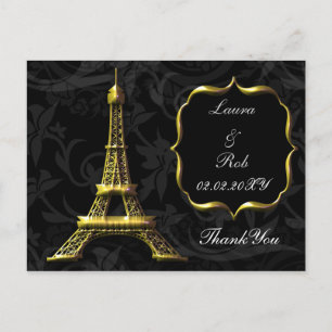 Gold Eiffel Turm Französisch Hochzeit Vielen Dank Postkarte
