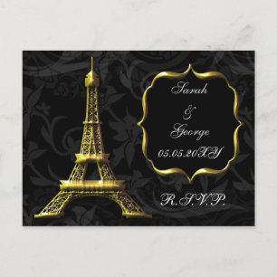 Gold Eiffel Turm Französisch Wedding rsvp Einladungspostkarte