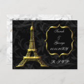 Gold Eiffel Turm Französisch Wedding rsvp Einladungspostkarte (Vorne/Hinten)