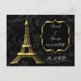 Gold Eiffel Turm Französisch Wedding rsvp Einladungspostkarte