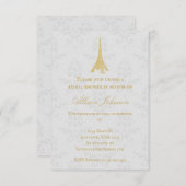 Gold Eiffelturm Damask Brautparty Einladung (Vorne/Hinten)