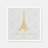Gold Eiffelturm Damask Brautparty Serviette (Vorderseite)