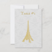 Gold Eiffelturm Damask Hochzeitskarte Einladung (Rückseite)
