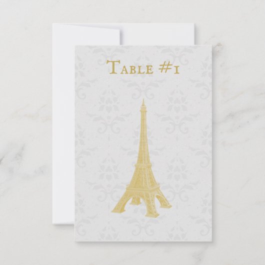 Gold Eiffelturm Damask Hochzeitskarte Einladung (Rückseite)