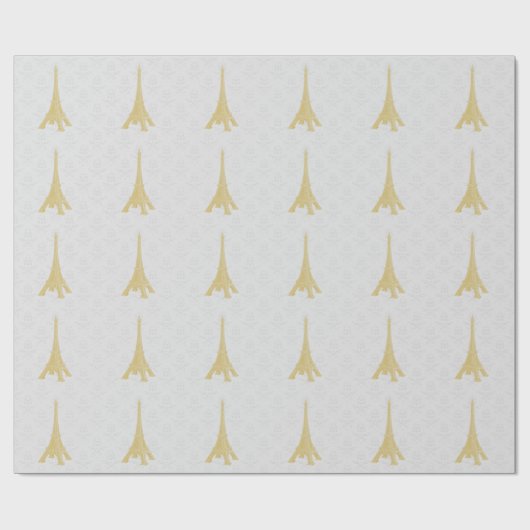 Gold Eiffelturm Damask Hochzeitszettel Geschenkpapier (Flach)