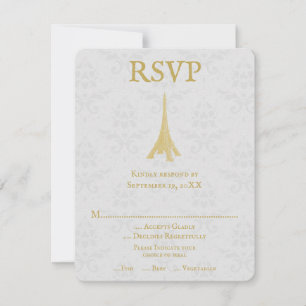 Gold Eiffelturm Damask RSVP Card Karte