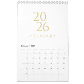 Gold Einfach Elegant 2026 Kalender (Feb 2027)