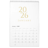 Gold Einfach Elegant 2026 Kalender (Jan 2027)