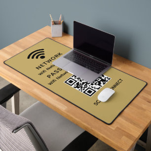 Gold Einfach Elegant Wifi QR Code Netzwerk Passwor Schreibtischunterlage