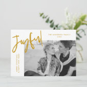 Gold Einfach Freude Foto Feiertagskarte (Stehend Vorderseite)