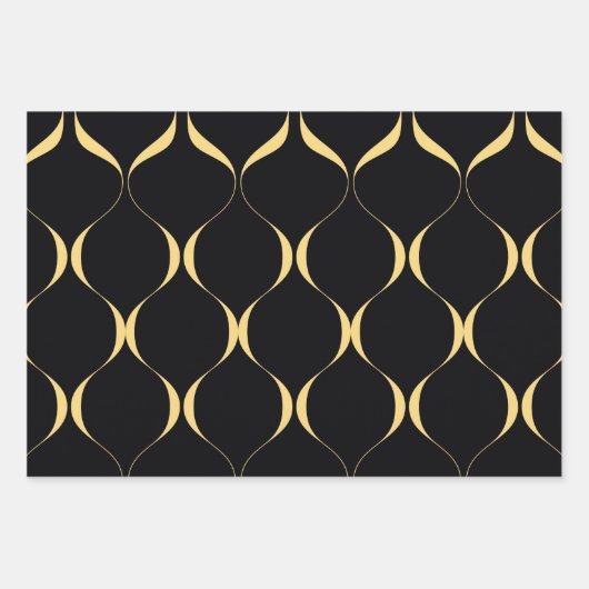 Gold, einfach, modern, luxuriös, wellenförmig geschenkpapier set (Vorderseite 3)