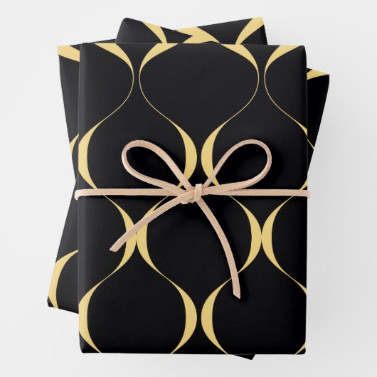 Gold, einfach, modern, luxuriös, wellenförmig geschenkpapier set (Beispiel)