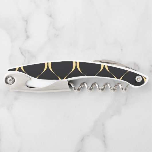 Gold, einfach, modern, luxuriös, wellenförmig kellnermesser (Vorderseite)