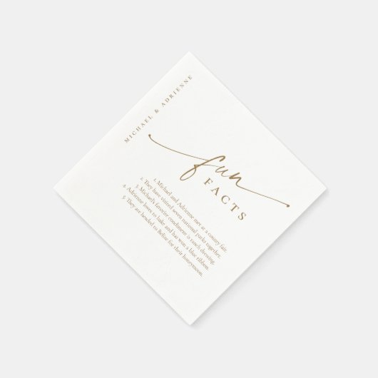 Gold Einfache, moderne Skriptspass-Fakten Hochzeit Serviette (Ecke)