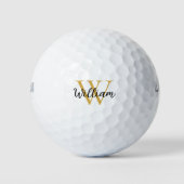 Gold Einfache Monogramm Name Personalisierte Golfb Golfball (Vorderseite)