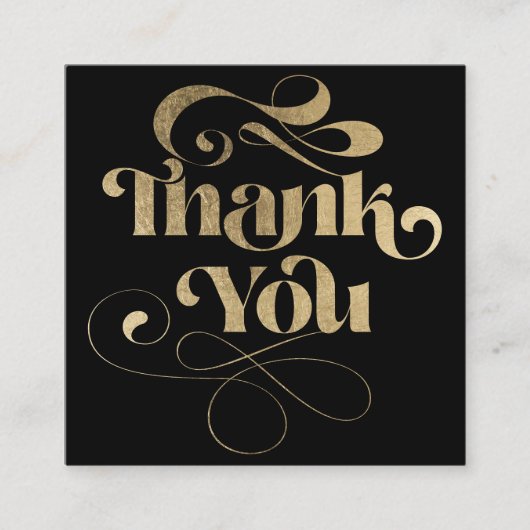 Gold einfache schwarze Retro-Skript-Reihenfolge da Quadratische Visitenkarte (Vorderseite)