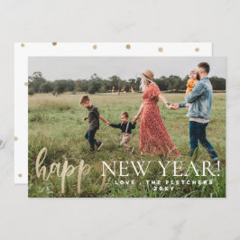Gold Einfache Script Happy New Year Holiday Card Feiertagskarte