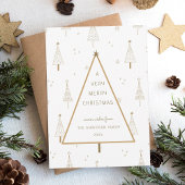 Gold Einfache, sehr frohe Weihnachtsbaumflache Feiertagskarte