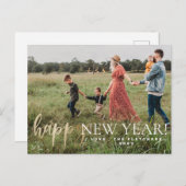 Gold Einfache Skriptglücke Neujahr Urlaub Postkarte (Vorne/Hinten)