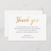 Gold einfache Typografie Hochzeit. Moderne Kalligr Dankeskarte (Vorne/Hinten)