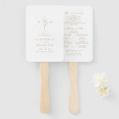 Gold einfaches botanisches Monogramm-Hochzeitsprog Fächer (Vorne und Hinten)