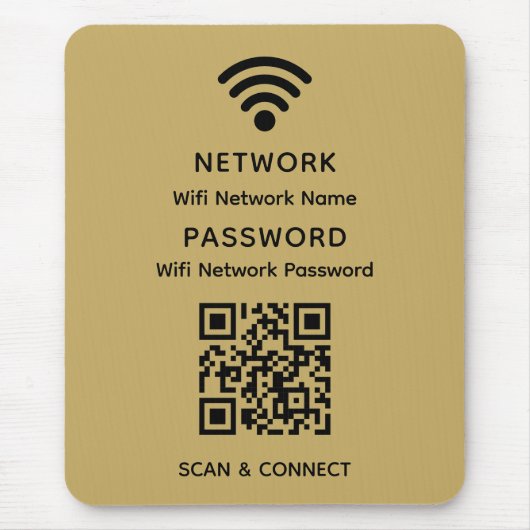 Gold Einfaches elegantes WLAN QR-Netzwerkkennwort Mousepad (Vorne)