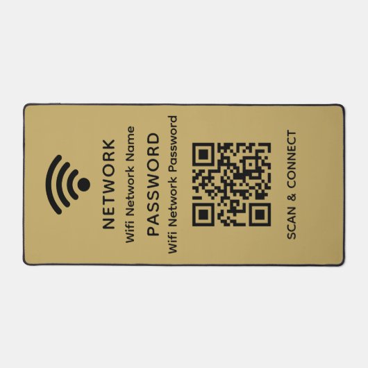 Gold Einfaches elegantes WLAN QR-Netzwerkkennwort Schreibtischunterlage (Vorderseite)