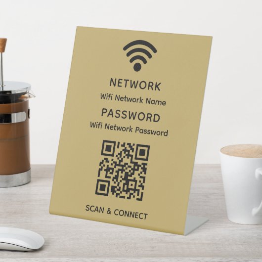 Gold Einfaches elegantes WLAN QR-Netzwerkkennwort Sockelschild (In SItu)