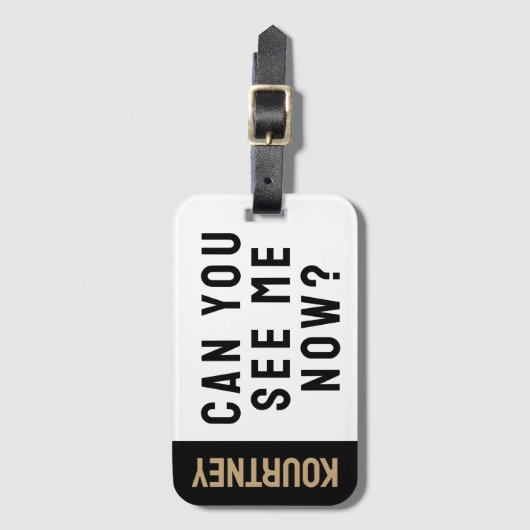 Gold Einfaches Individuelle Name Modernes Funny Fu Gepäckanhänger (Vorderseite Vertikal)