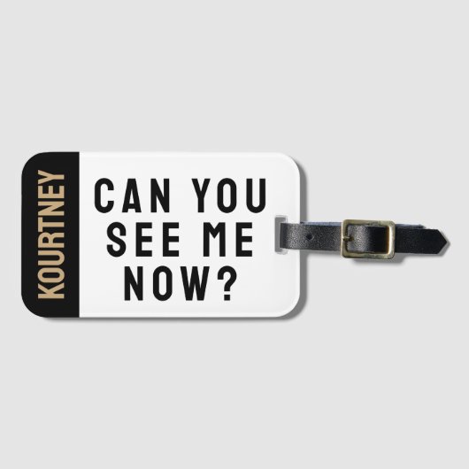 Gold Einfaches Individuelle Name Modernes Funny Fu Gepäckanhänger (Vorderseite (Horizontal))