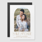 Gold | Einfaches modernes Foto Save the Date Magneteinladung (Vorne/Hinten)