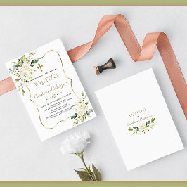 Gold Einladung De Bautizo Con Flores Taufe