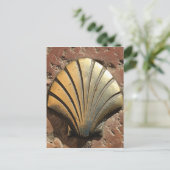 Gold El Camino Muschel Zeichen, Bürgersteig, Leon, Postkarte (Stehend Vorderseite)