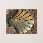 Gold El Camino Muschel Zeichen, Bürgersteig, Leon, Puzzle (Horizontal)