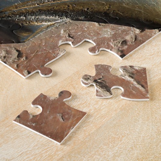 Gold El Camino Muschel Zeichen, Bürgersteig, Leon, Puzzle (Seite)