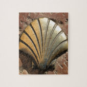 Gold El Camino Muschel Zeichen, Bürgersteig, Leon, Puzzle (Vertikal)