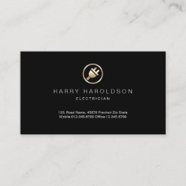 Gold Electric Plug Icon Electrician Business Card Visitenkarte