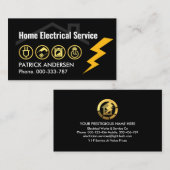 Gold Electrical Icons Lightning Visitenkarte (Vorne/Hinten)