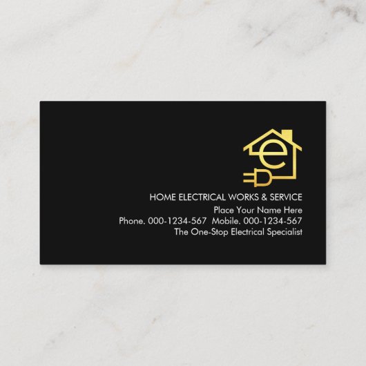 Gold Electrical Power Plug Supply Visitenkarte (Rückseite)